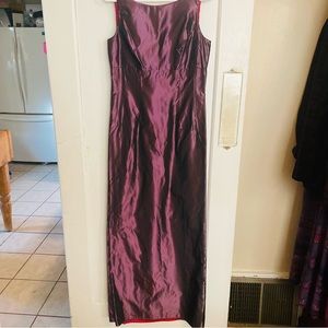 Bill Levkoff Vintage 80s Metallic Maroon Iridescent Tafetta Dress sz 10.